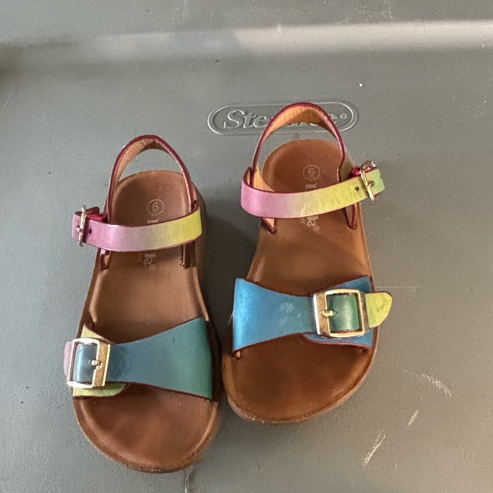Size 6 Link Comfort multicolored rainbow Summer Casual Buckle Slingback Sandals